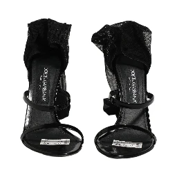Stiletto Sandals Socks Knee High Boots Black