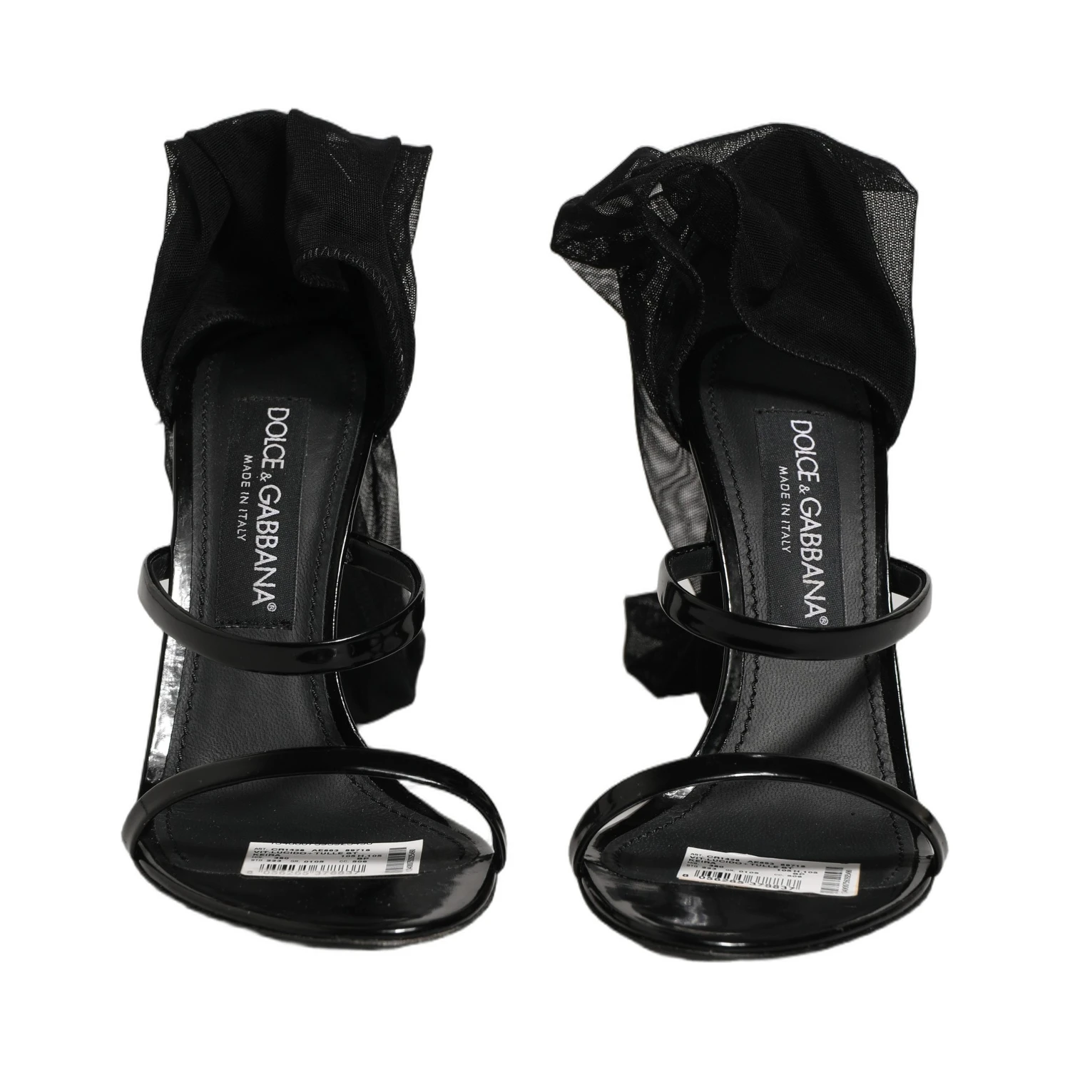 Stiletto Sandals Socks Knee High Boots Black