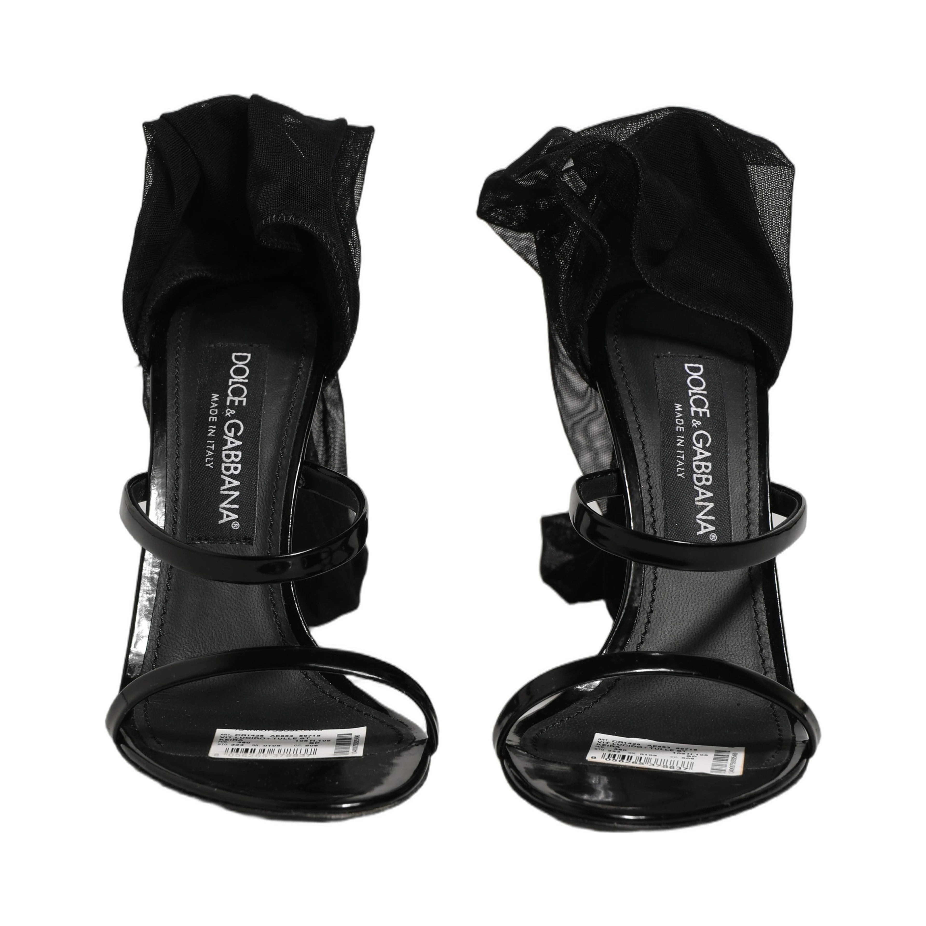 Stiletto Sandals Socks Knee High Boots Black