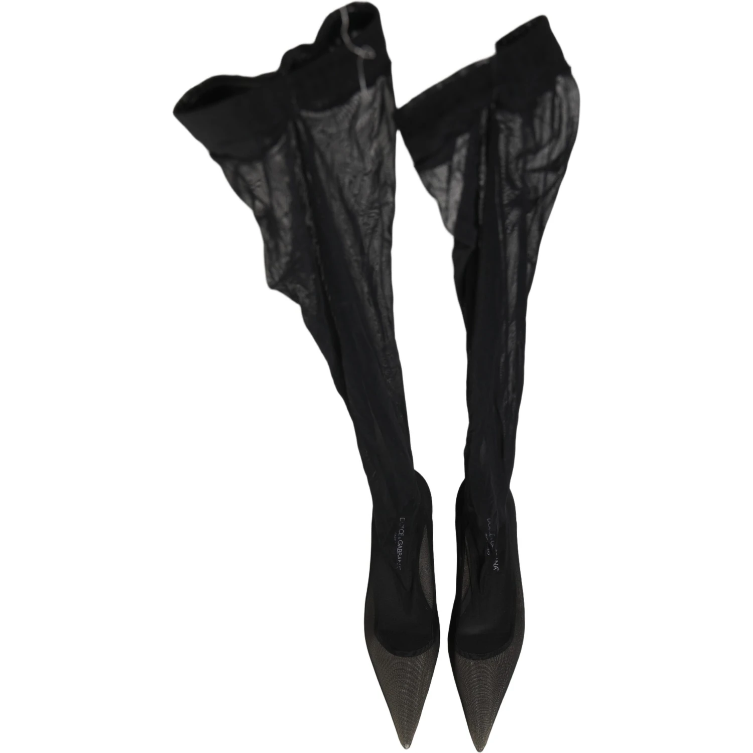 Black Over The Knee Tulle Flats Boots Shoes