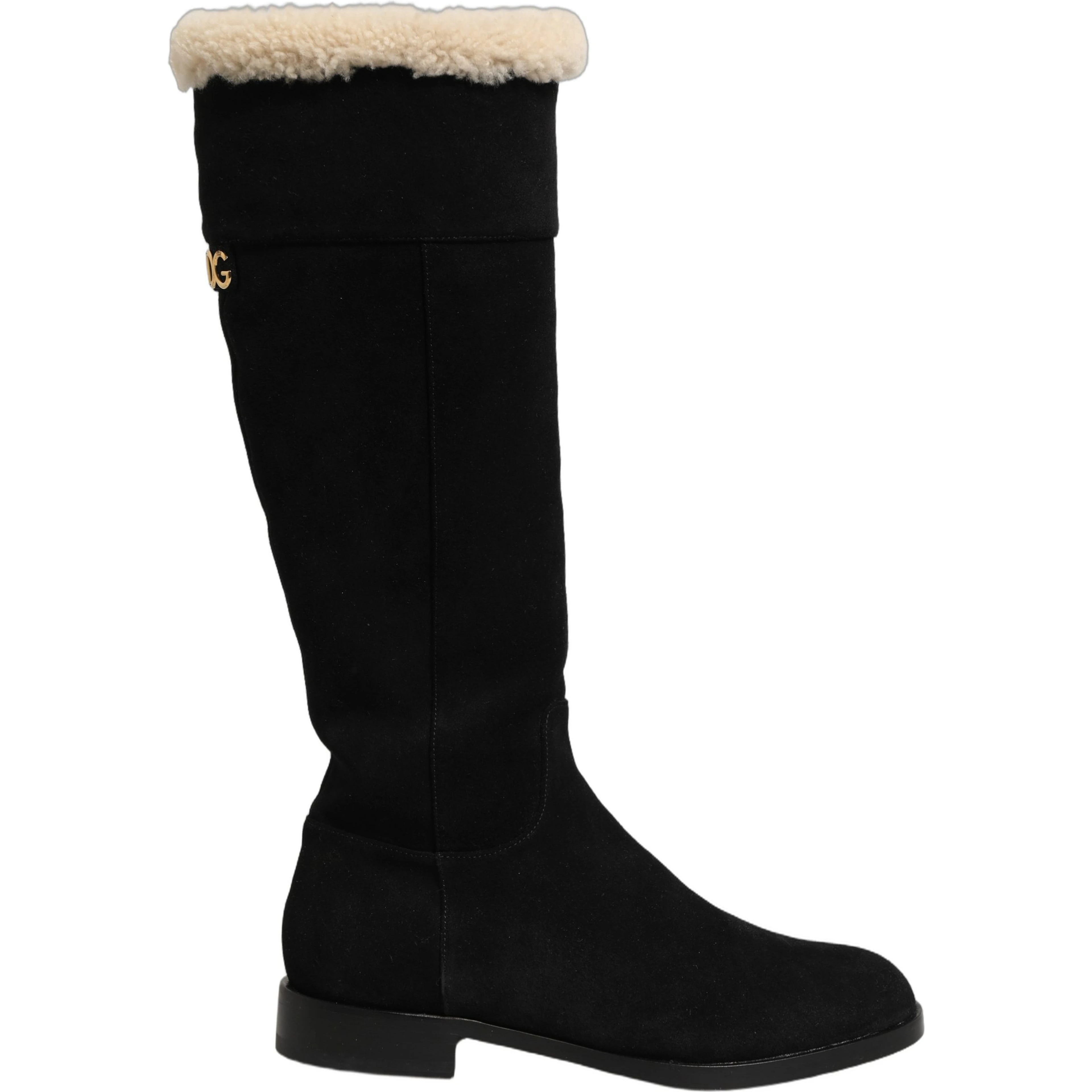 Black Suede Leather Knee High Boots Shoes
