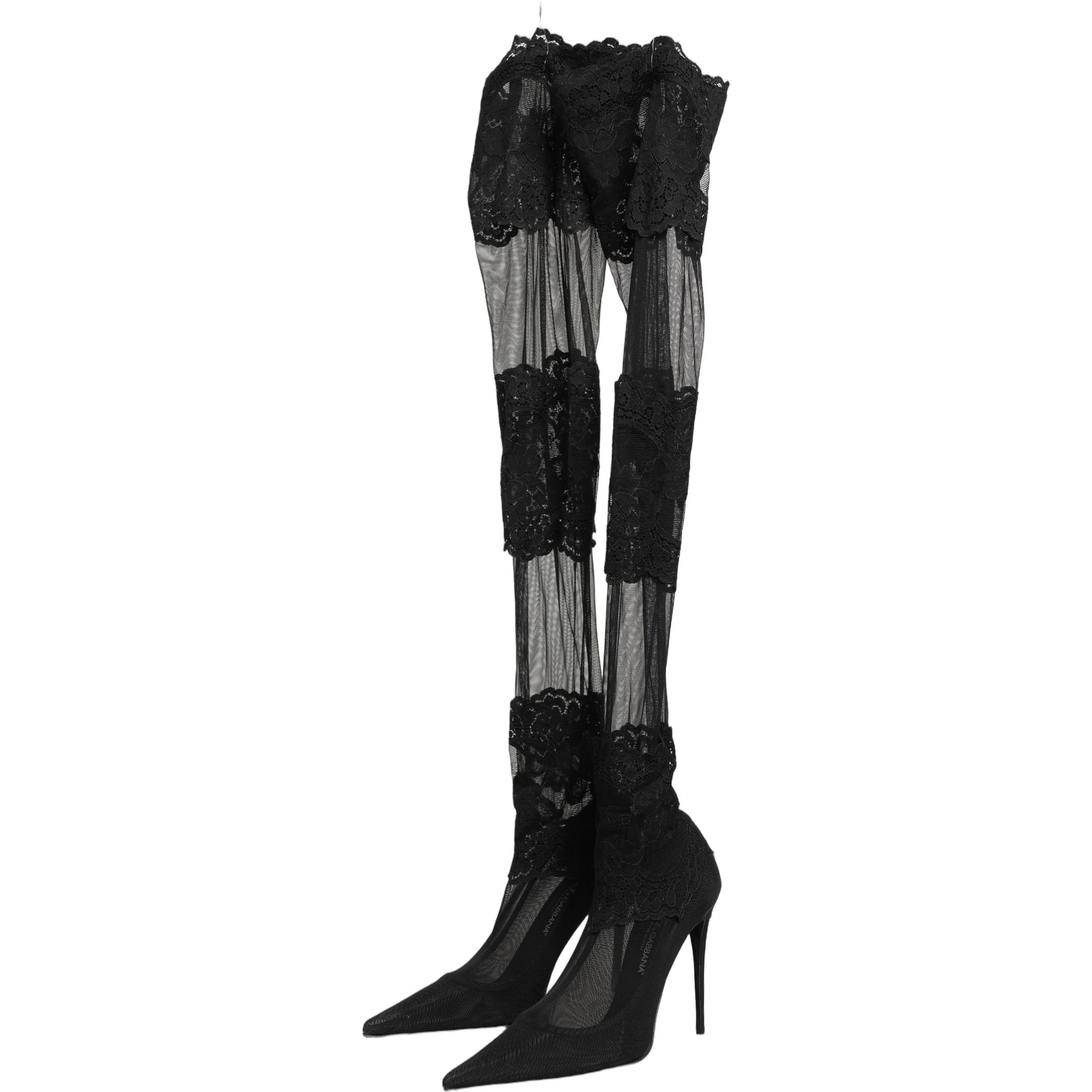 Black Over The Knee Sock Pumps Boots Shoes