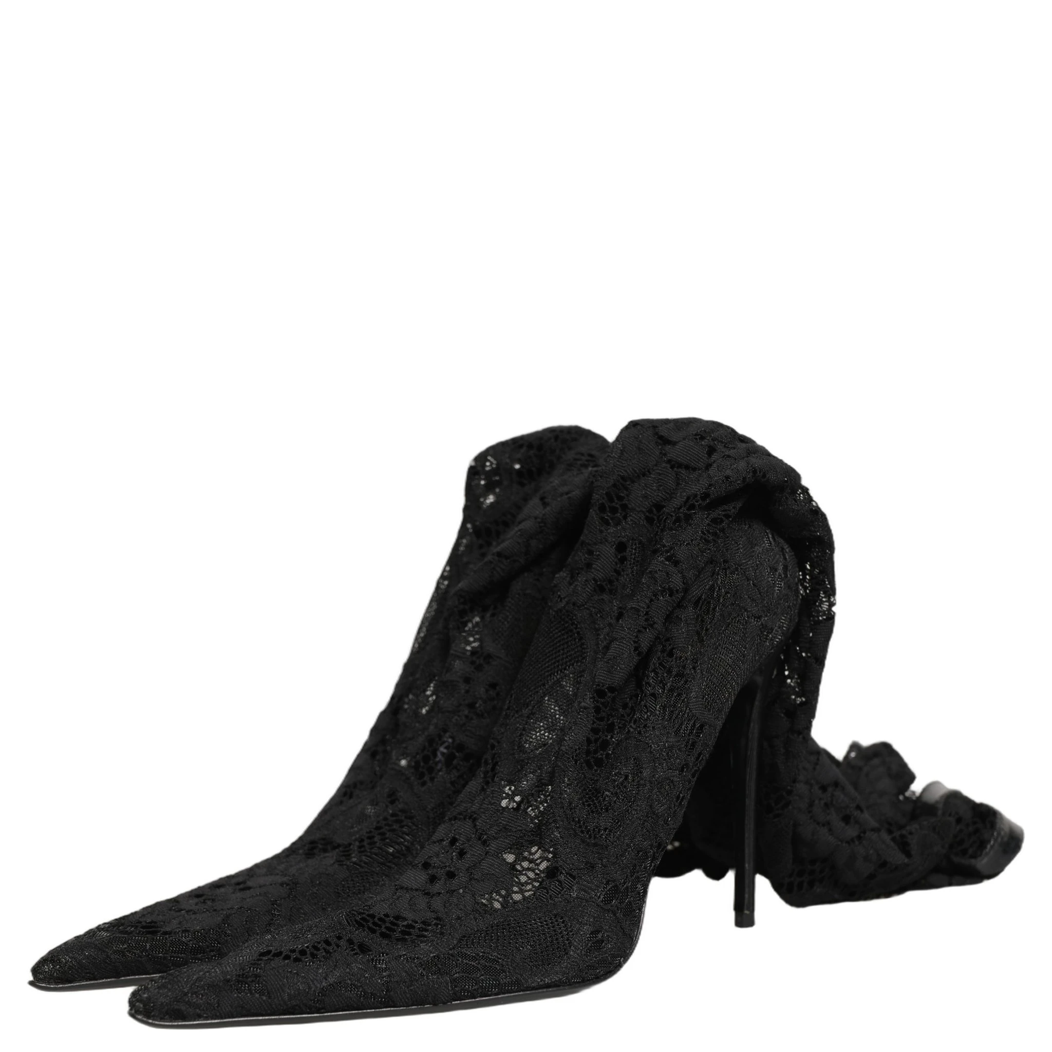 Black Taormina Lace Socks Boots Pumps Shoes