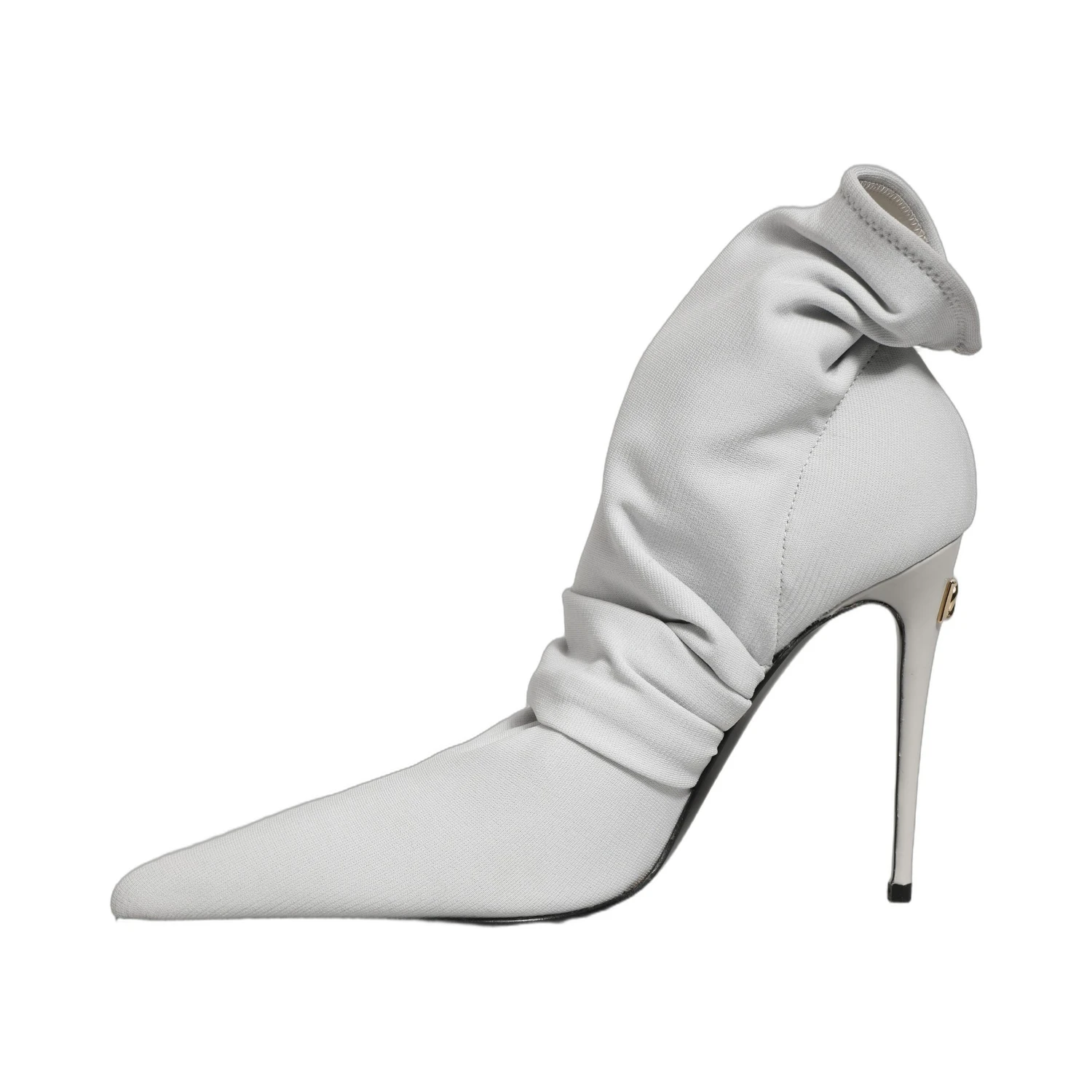 Gray Stretch Socks Heels Ankle Boots Shoes