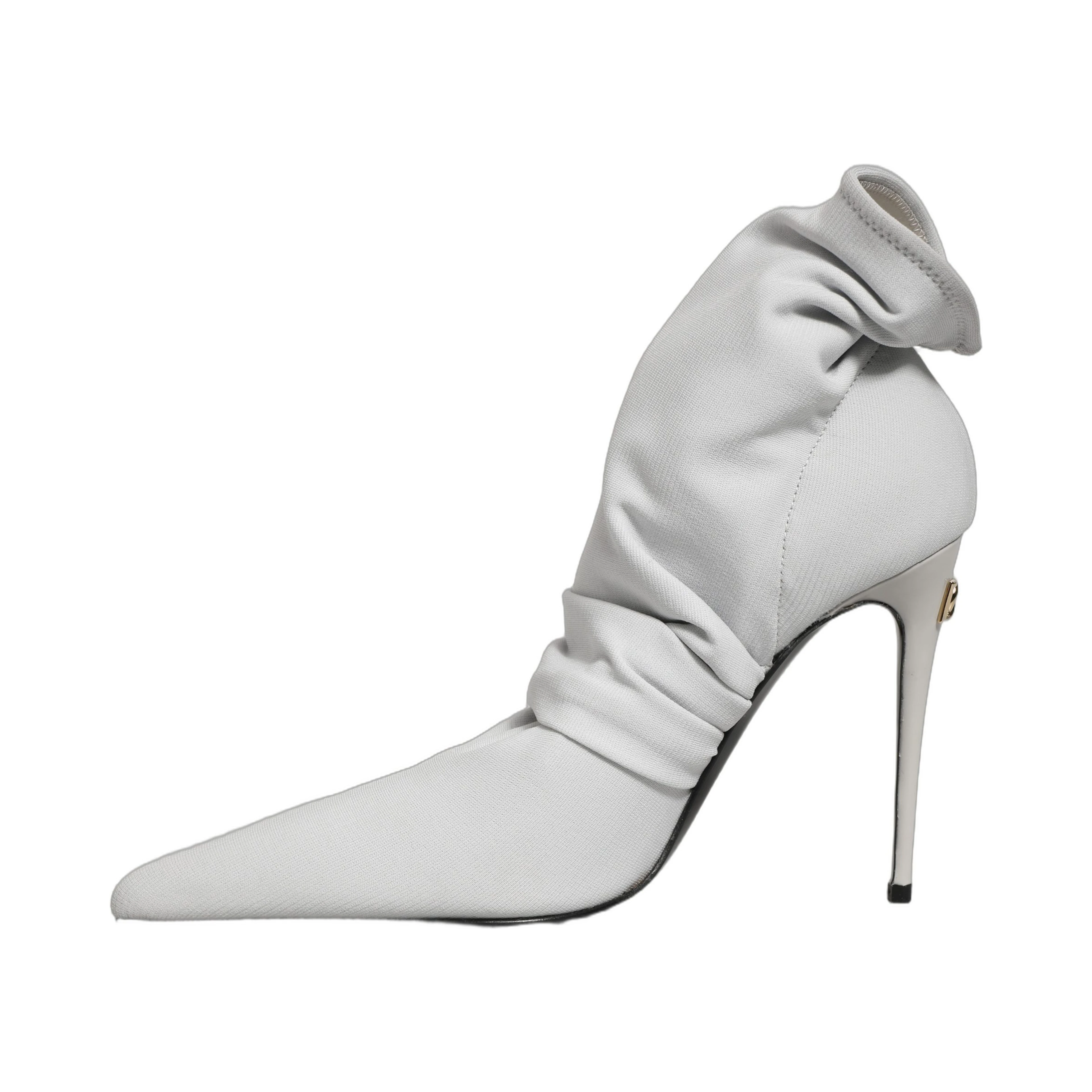Gray Stretch Socks Heels Ankle Boots Shoes