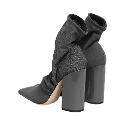 Gray Stretch Socks Heels Ankle Boots Shoes