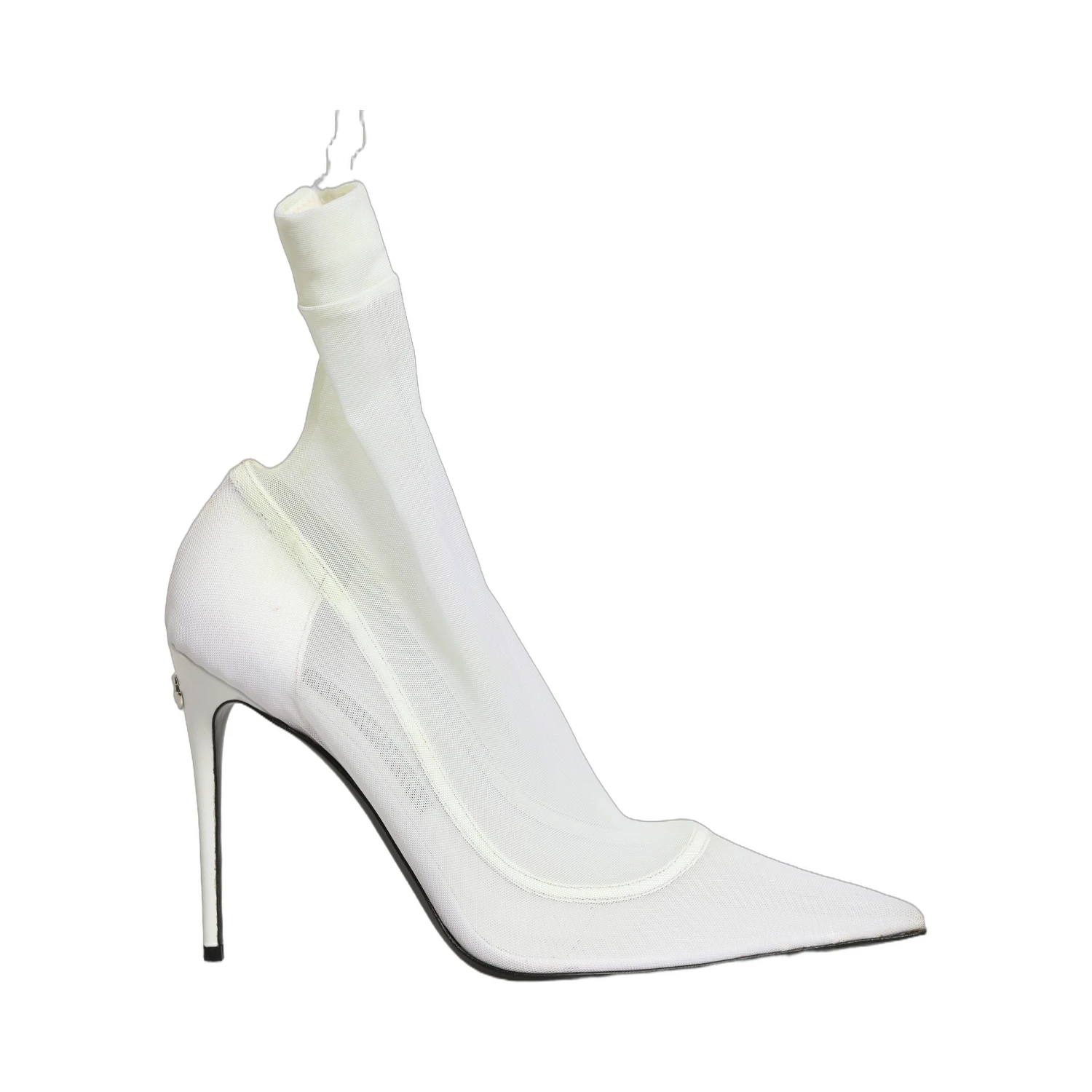 White Tulle Stretch Mesh Sock Boots Shoes