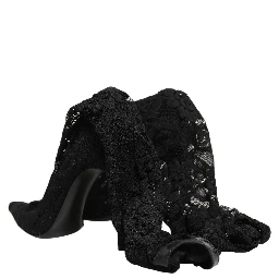 Black Taormina Lace Socks Boots Pumps Shoes