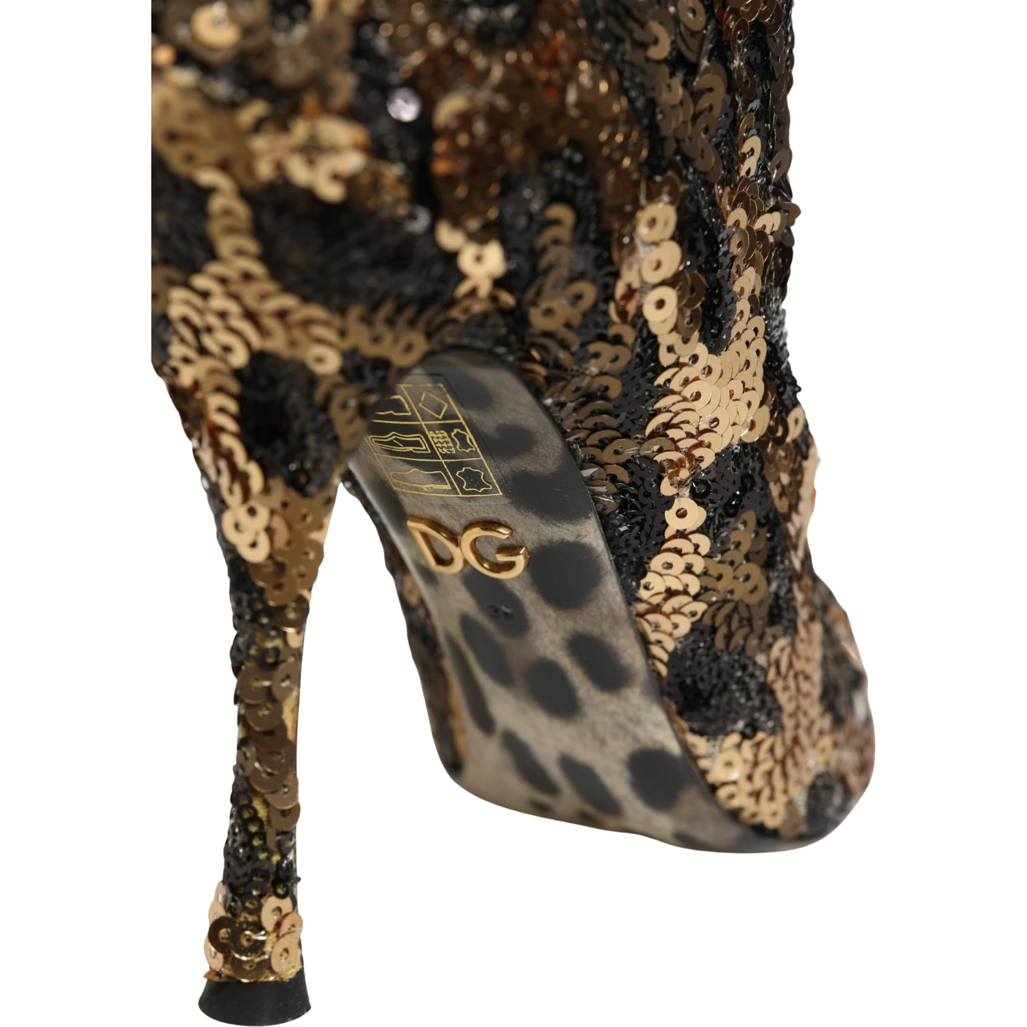 Gold Leopard Sequin Sock Ankle Boots Shoes
