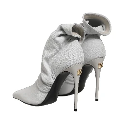 Gray Stretch Socks Heels Ankle Boots Shoes