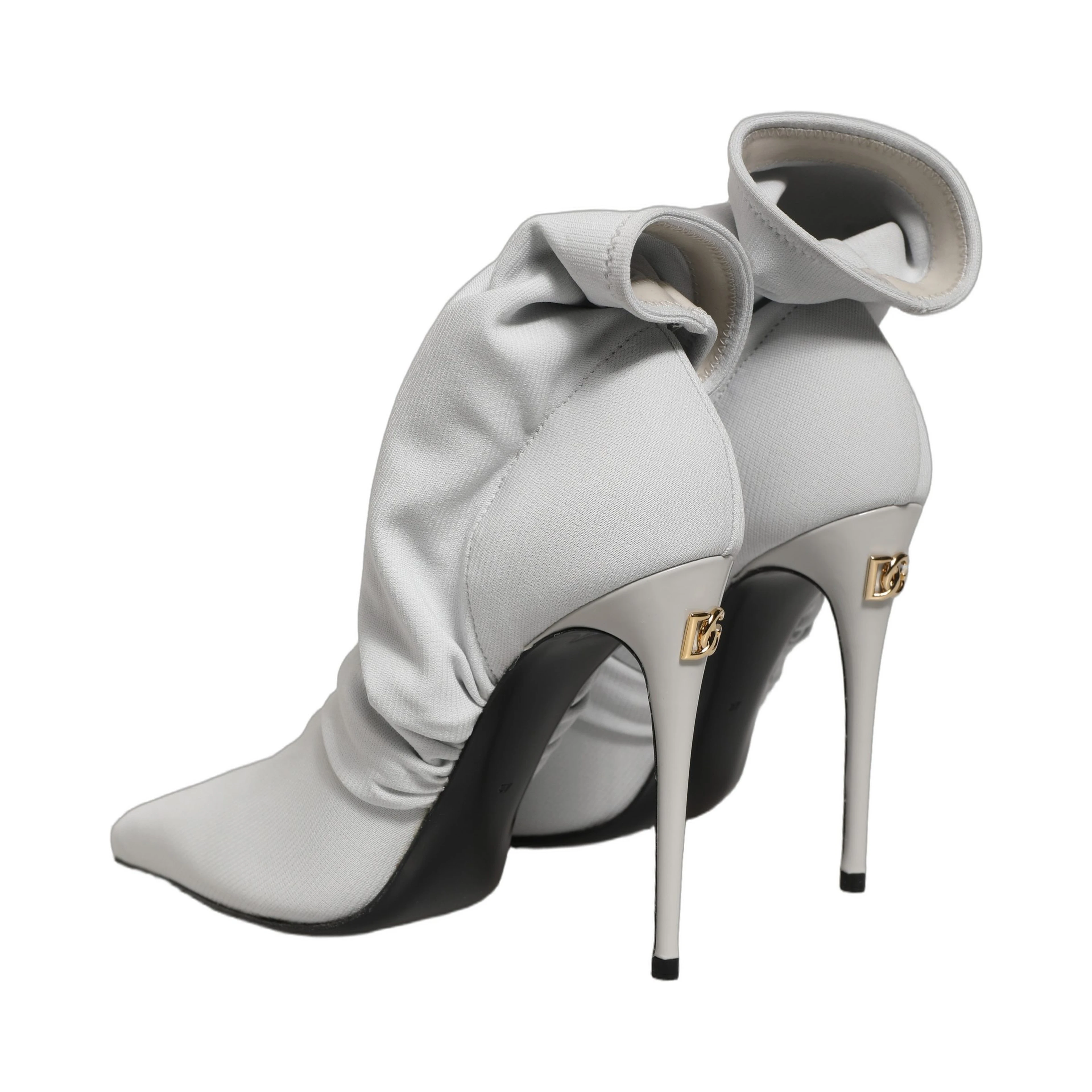 Gray Stretch Socks Heels Ankle Boots Shoes