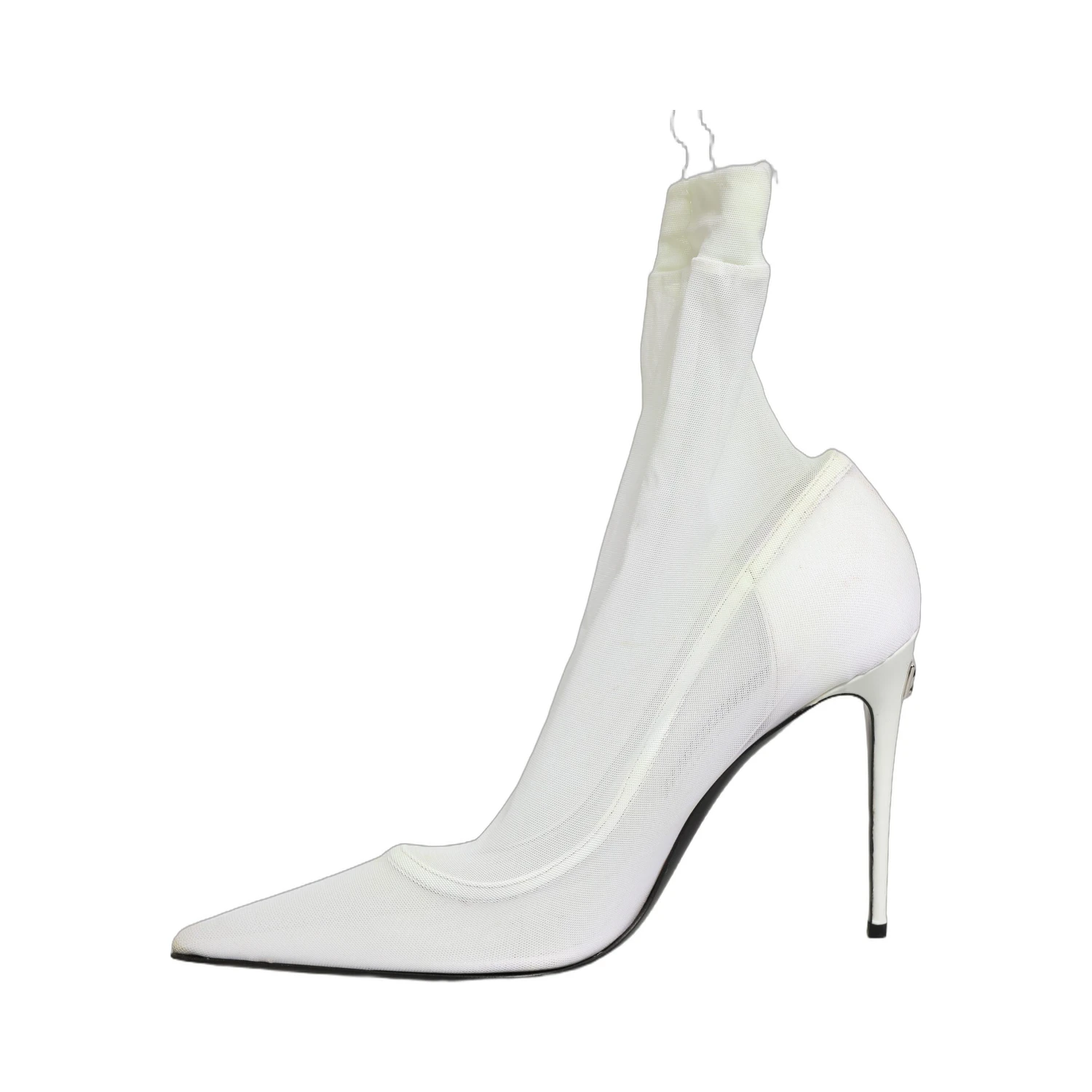 White Tulle Stretch Mesh Sock Boots Shoes