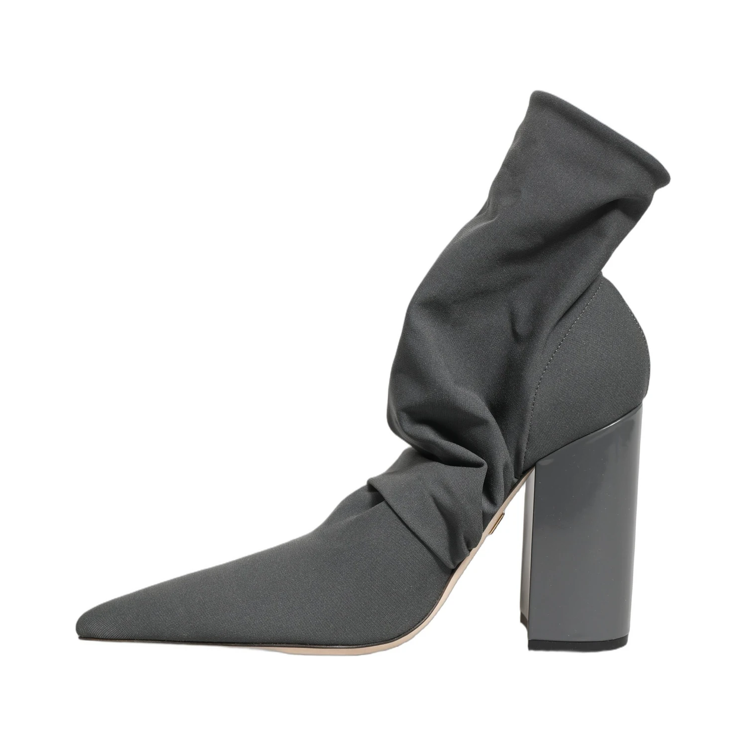 Gray Stretch Socks Heels Ankle Boots Shoes