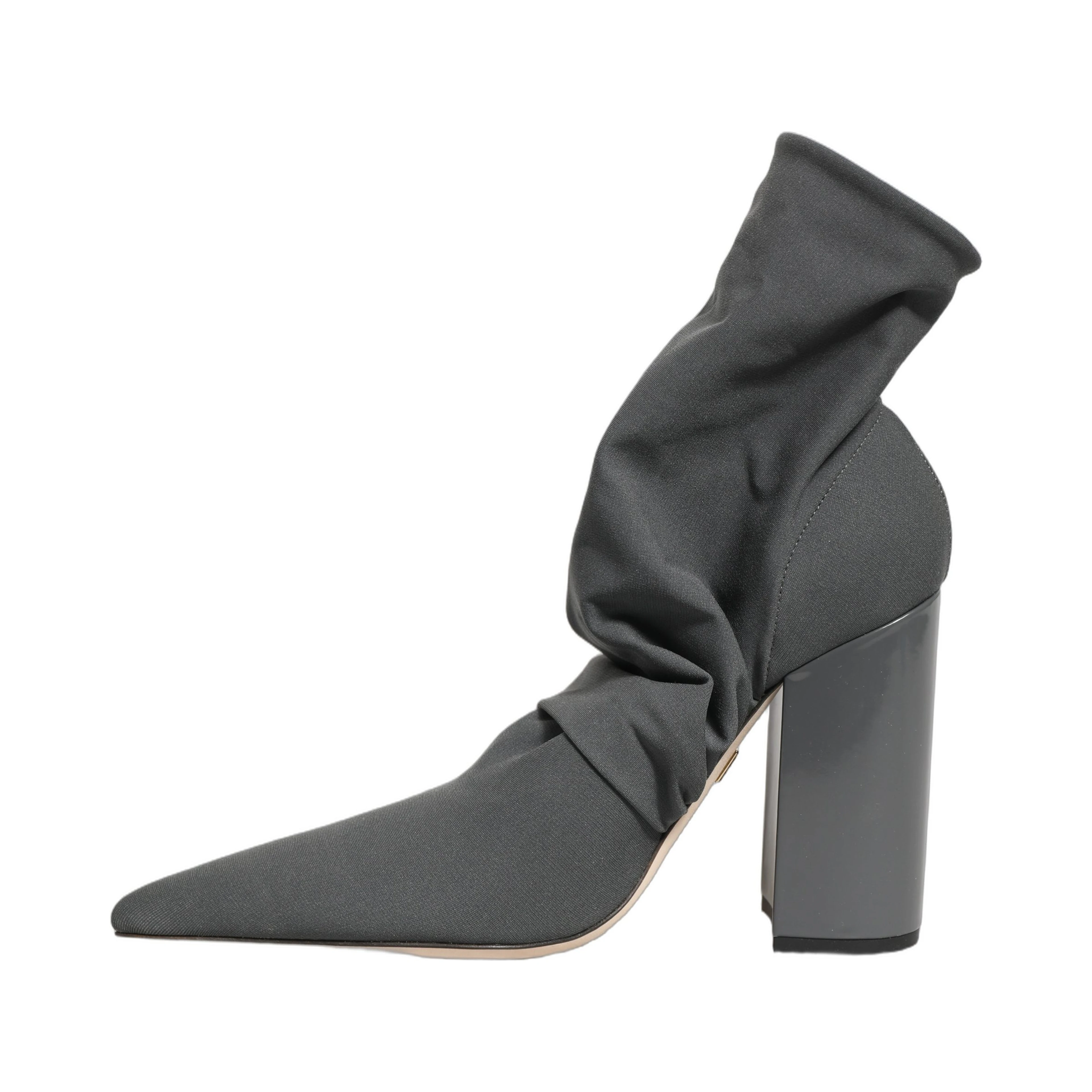 Gray Stretch Socks Heels Ankle Boots Shoes