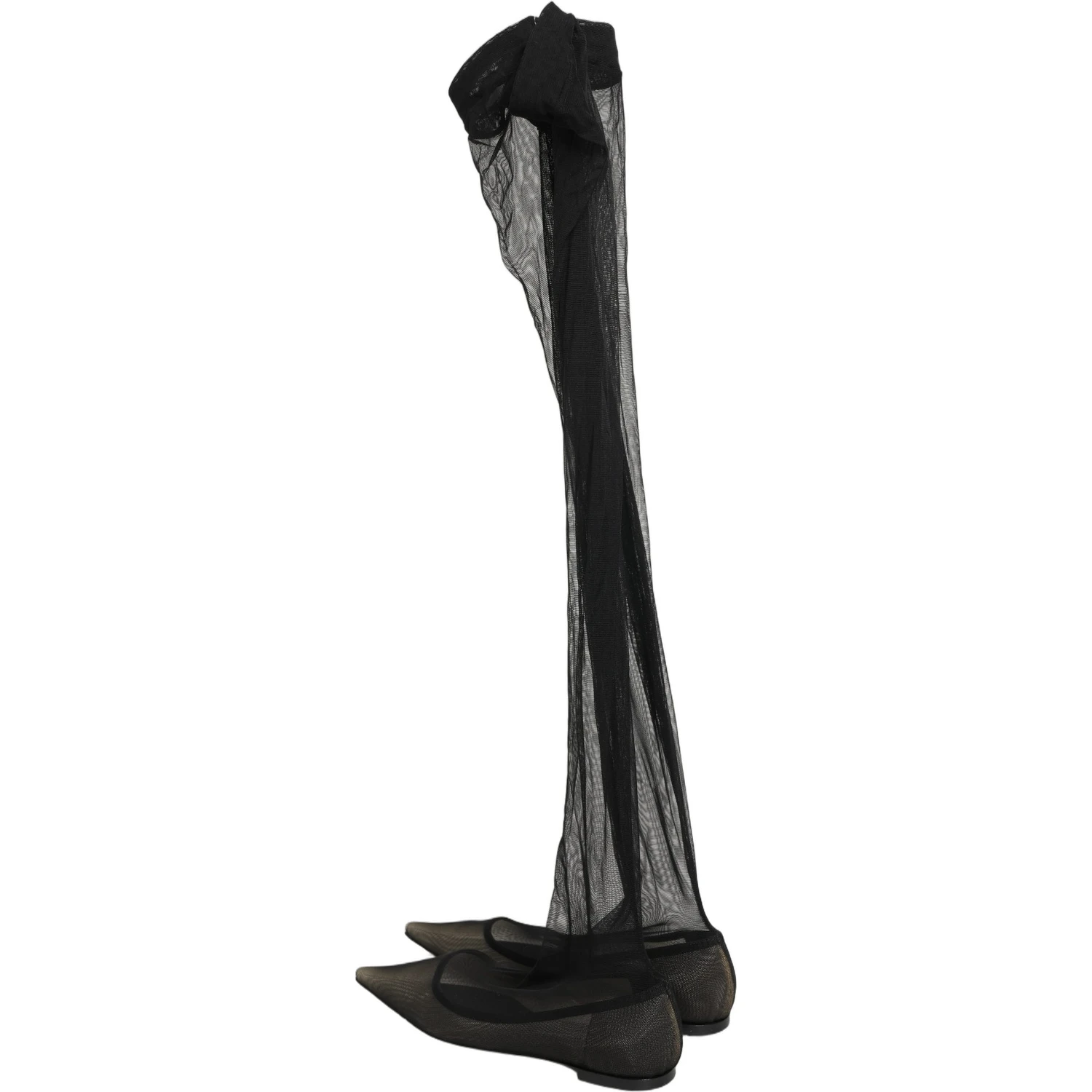 Black Over The Knee Tulle Flats Boots Shoes