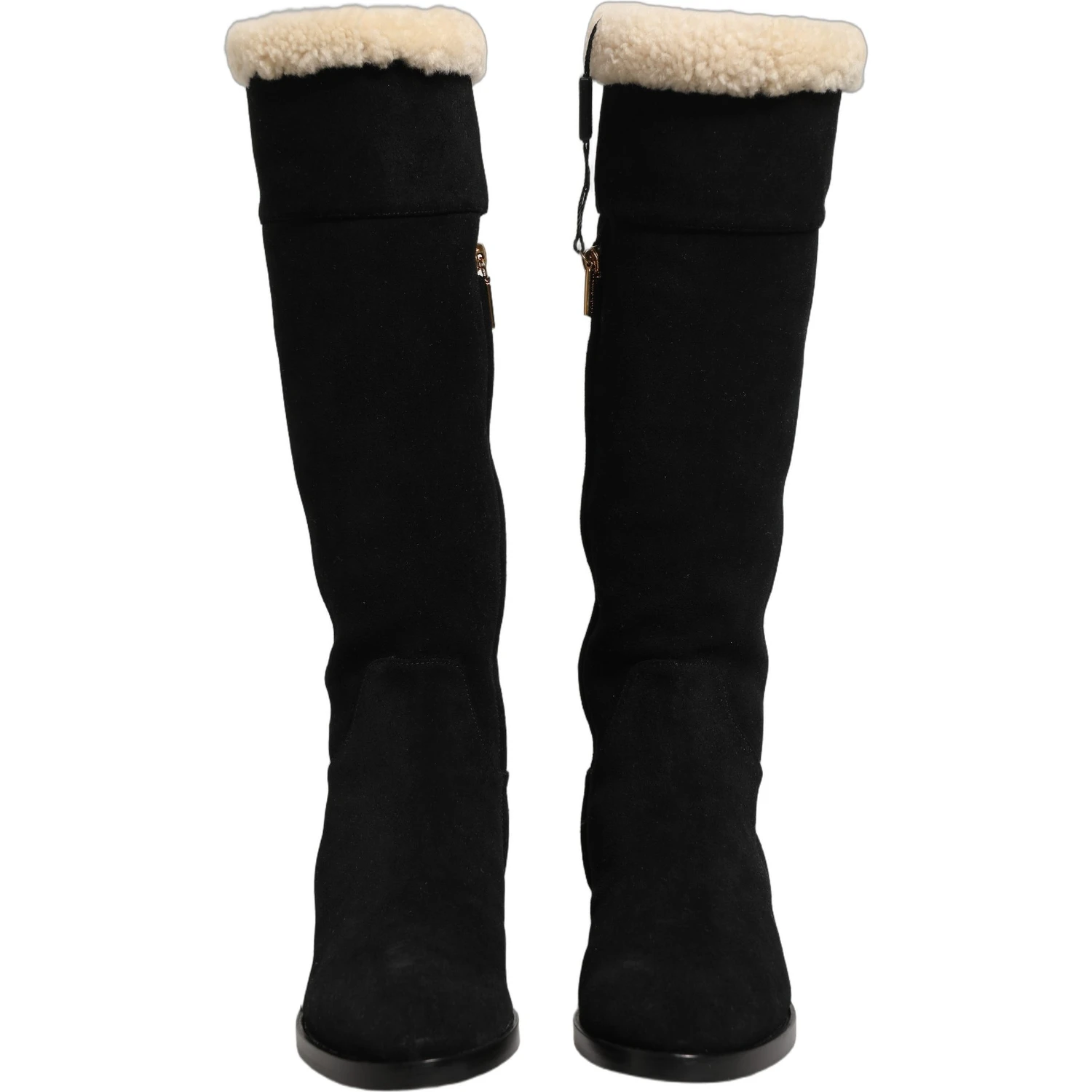 Black Suede Leather Knee High Boots Shoes