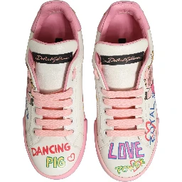 White Pink Portofino Royal Pig Sneakers Shoes