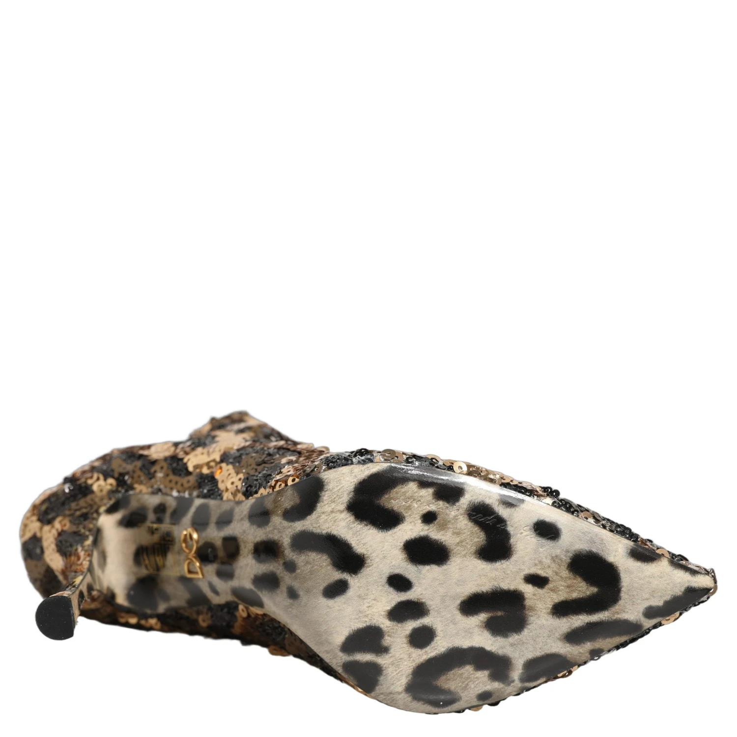 Gold Leopard Sequin Sock Ankle Boots Shoes