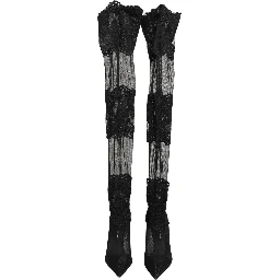 Black Over The Knee Sock Pumps Boots Shoes