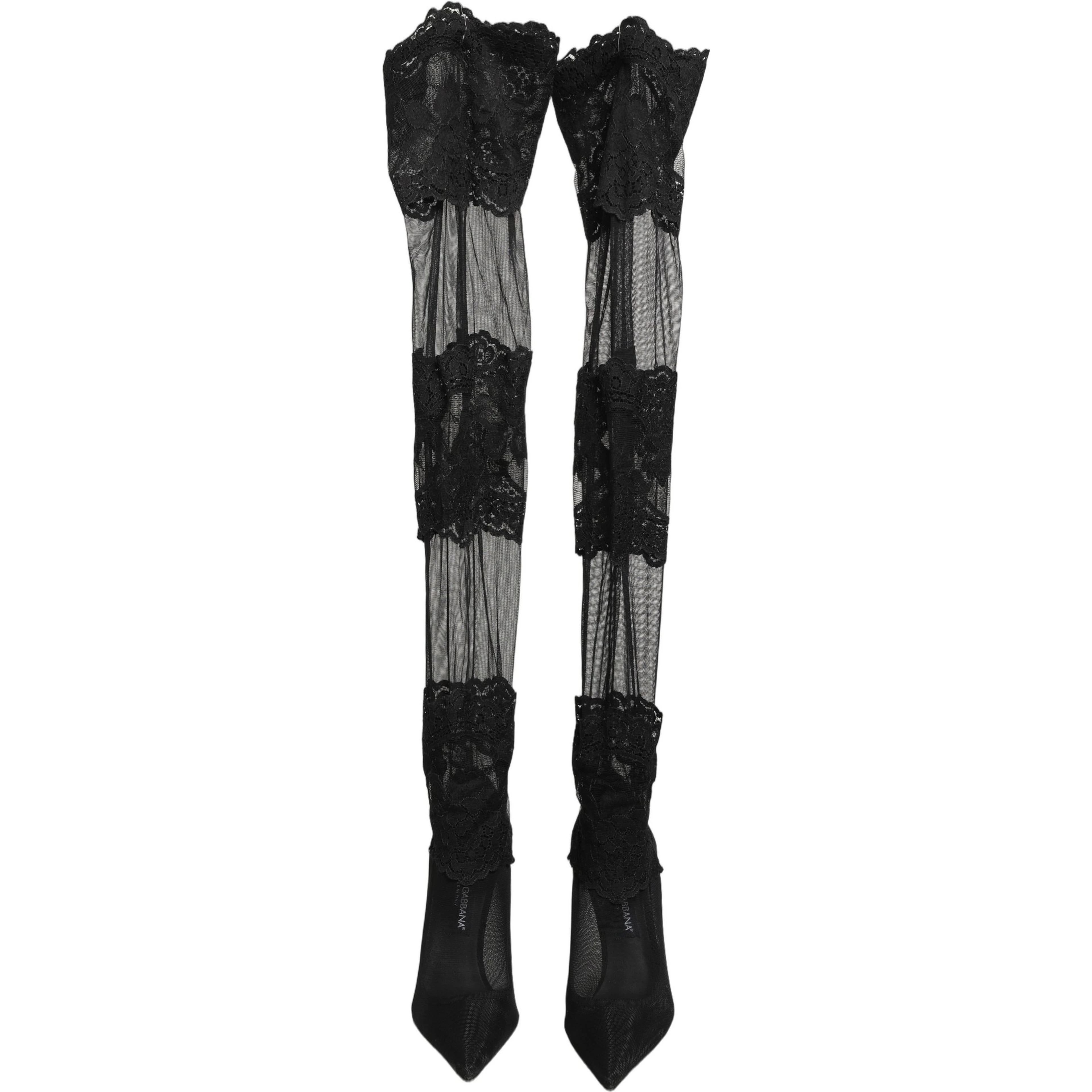 Black Over The Knee Sock Pumps Boots Shoes