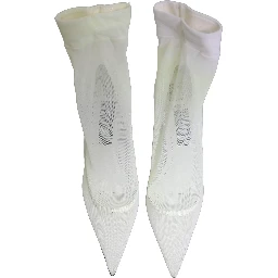 White Tulle Stretch Mesh Sock Boots Shoes