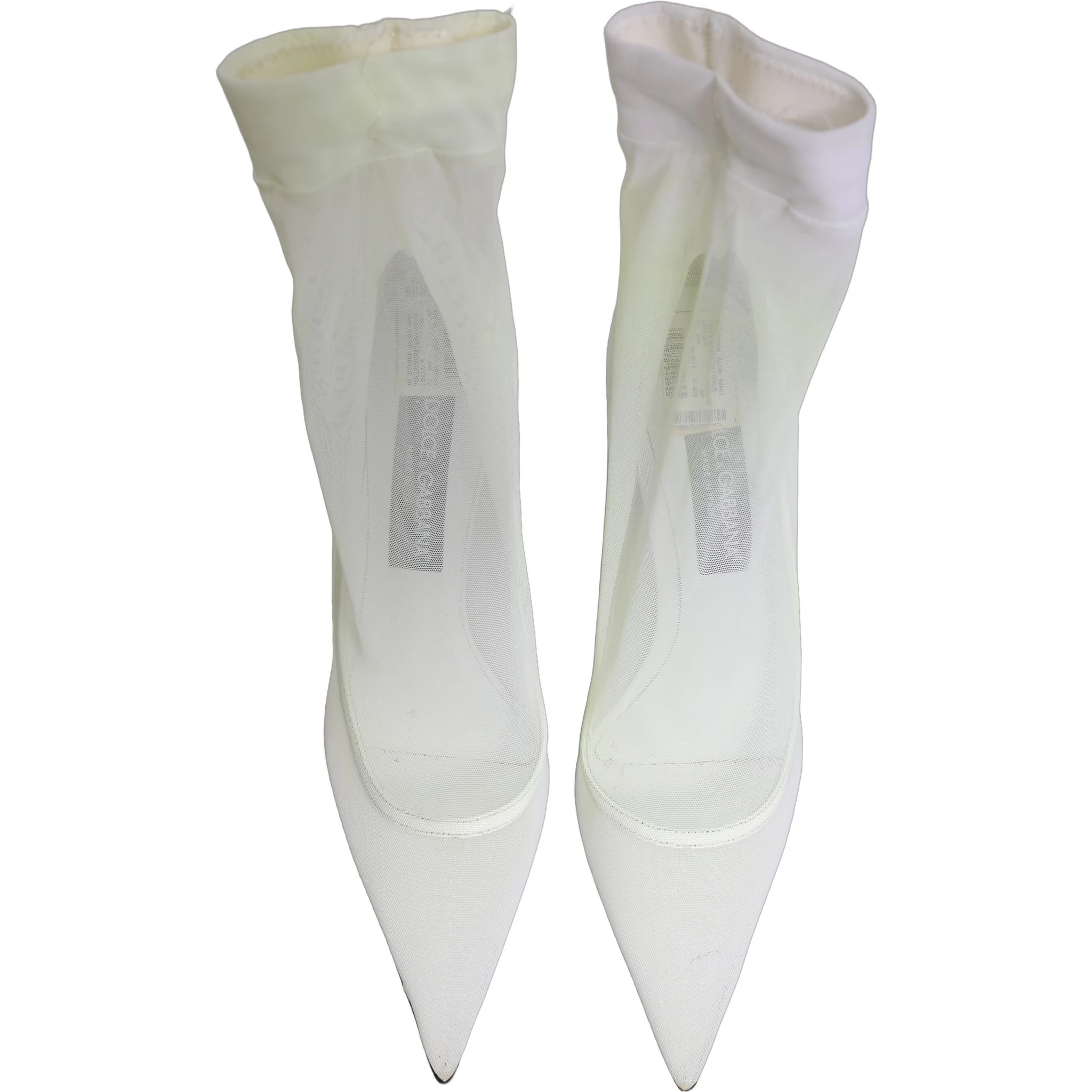 White Tulle Stretch Mesh Sock Boots Shoes