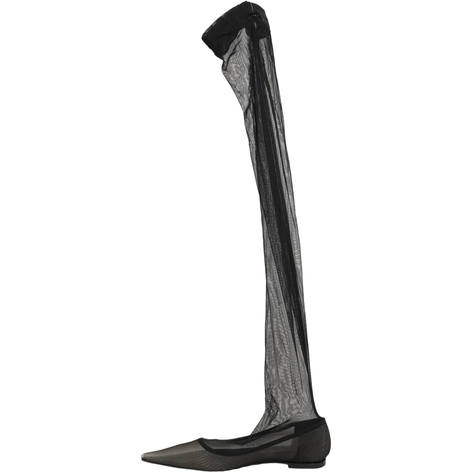 Black Over The Knee Tulle Flats Boots Shoes