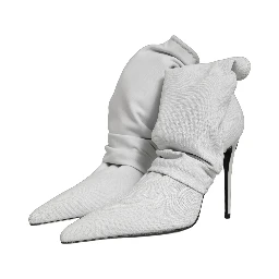 Gray Stretch Socks Heels Ankle Boots Shoes