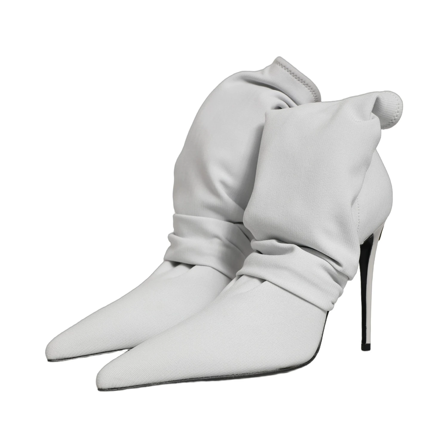 Gray Stretch Socks Heels Ankle Boots Shoes