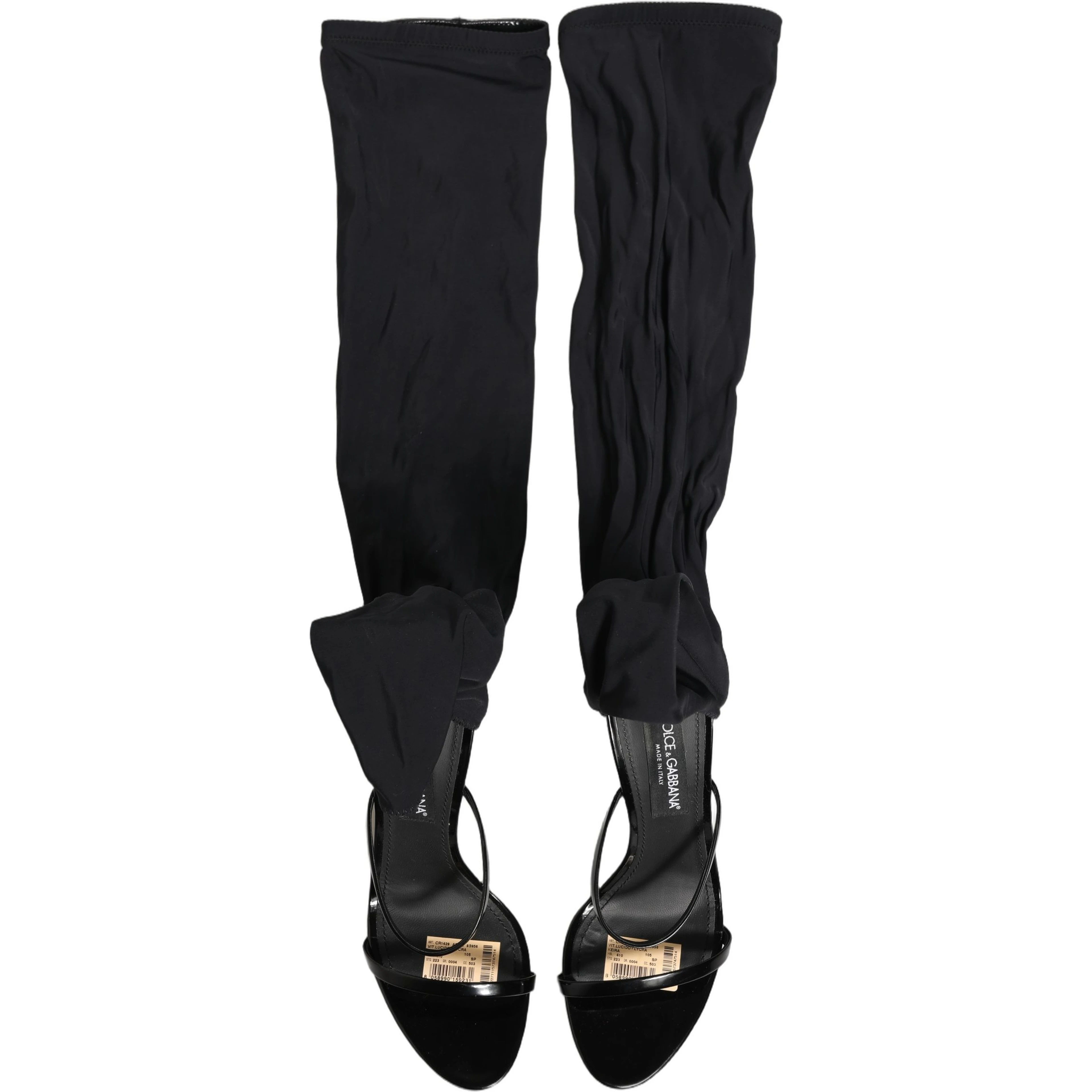 Stiletto Sandals Socks Knee High Boots Black