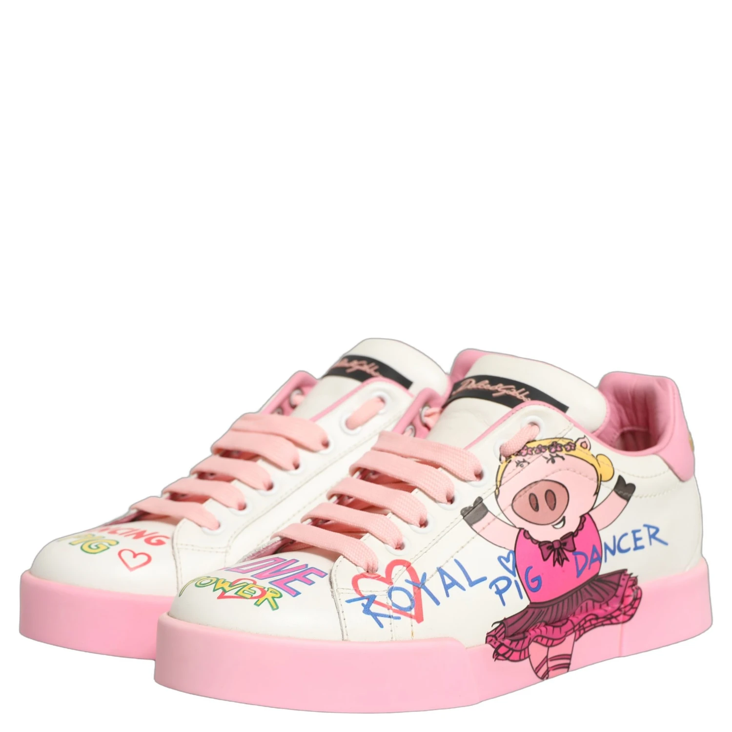 White Pink Portofino Royal Pig Sneakers Shoes