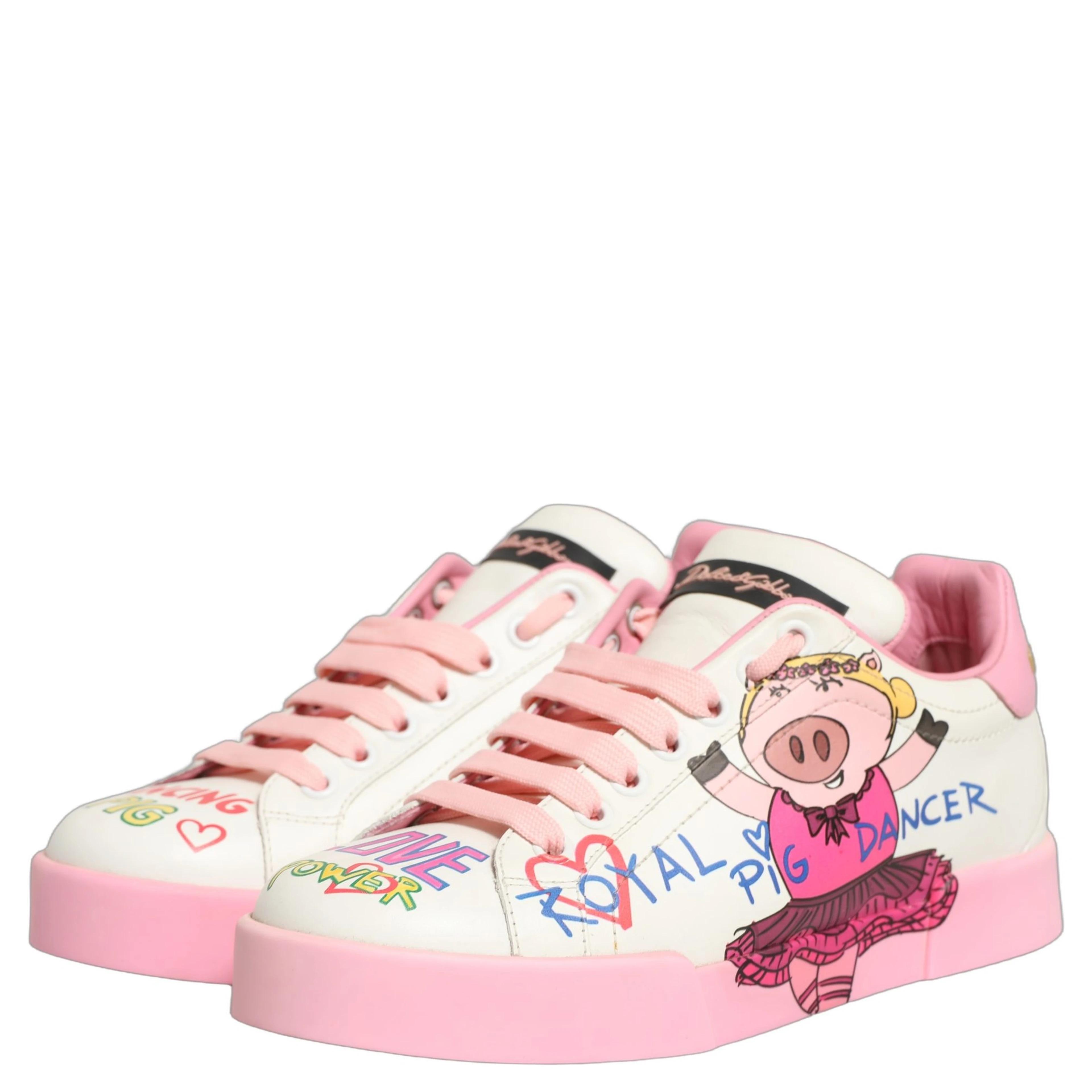 White Pink Portofino Royal Pig Sneakers Shoes