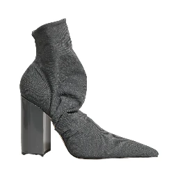 Gray Stretch Socks Heels Ankle Boots Shoes