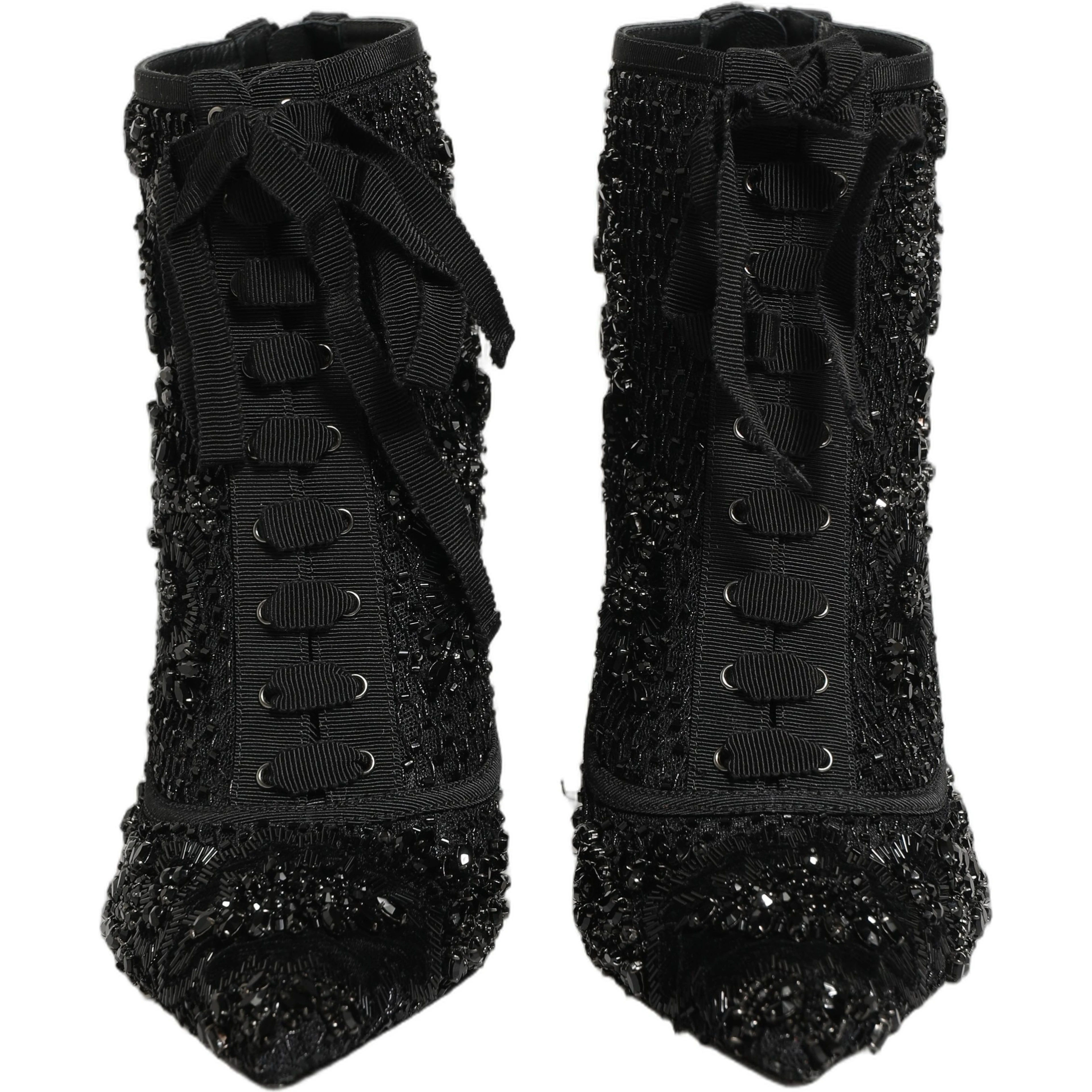Black Embellished Mesh Ankle Boots Shoes
