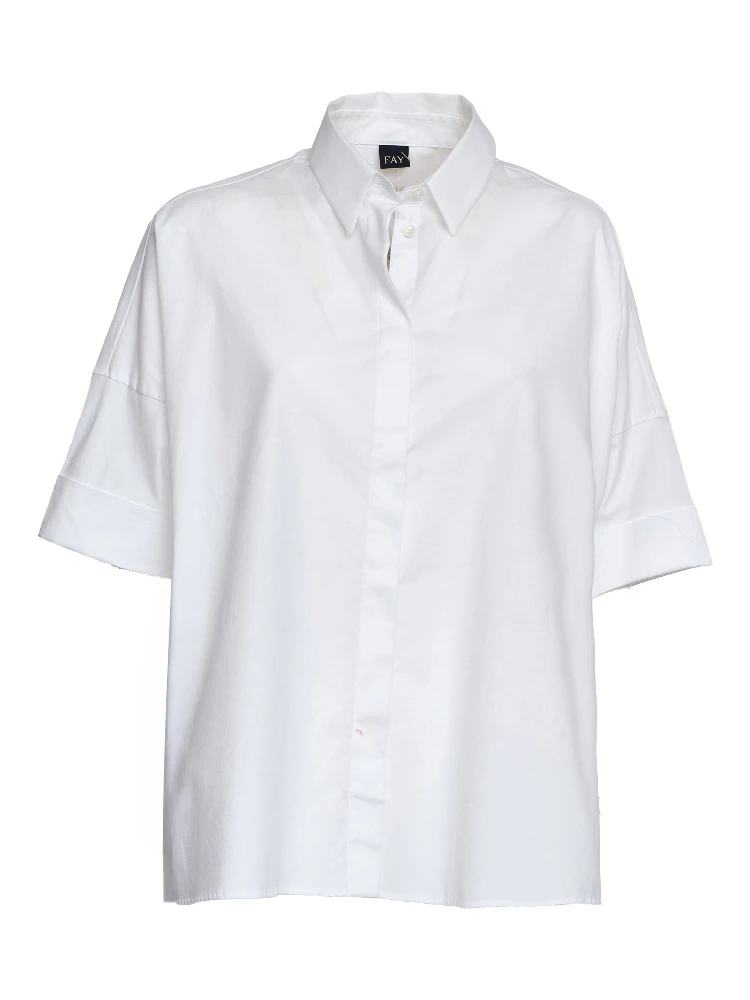 Camicia In Popeline Di Cotone Stretch