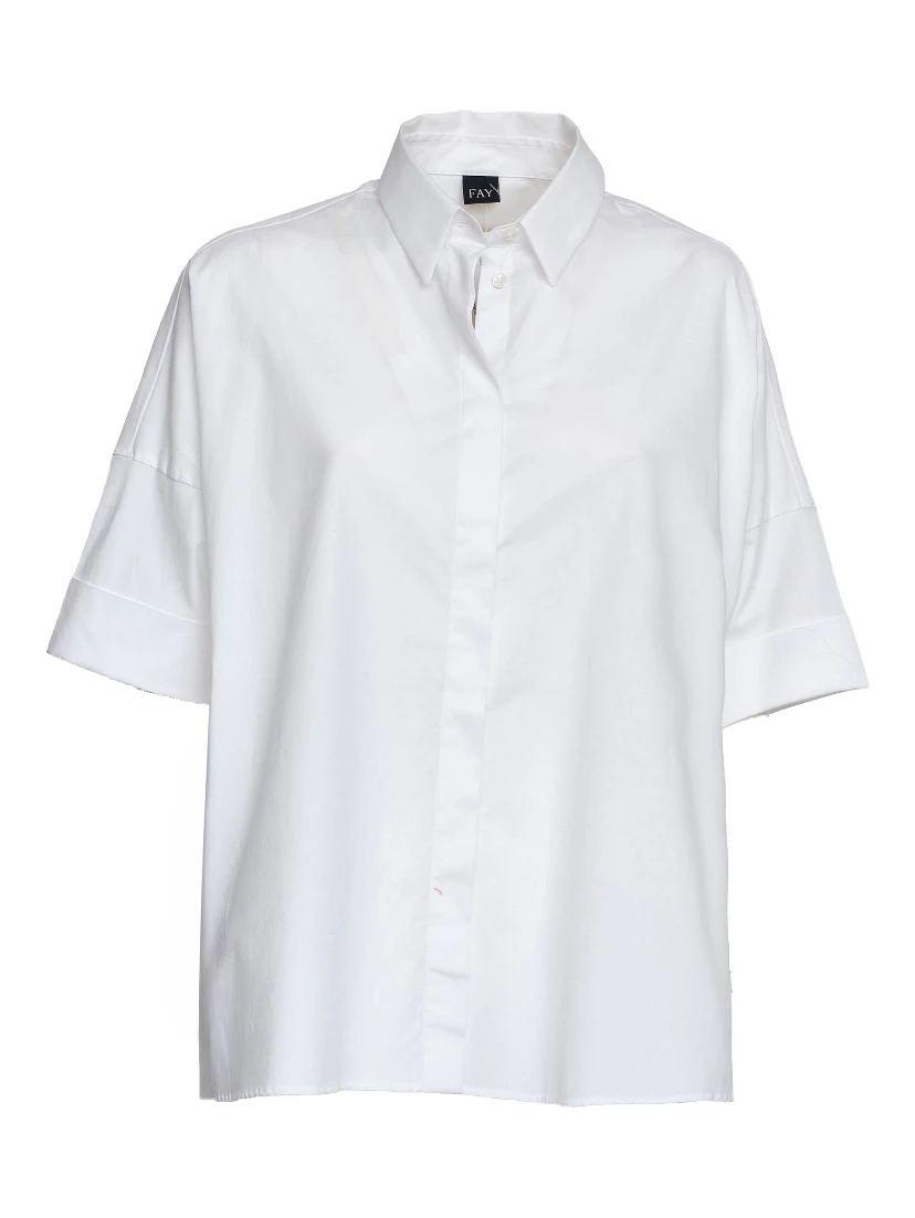 Camicia In Popeline Di Cotone Stretch