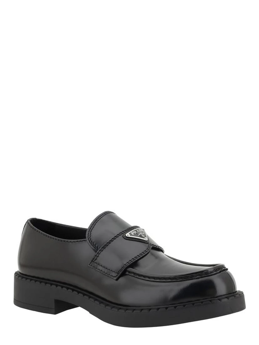 Black Calf Leather Bos Taurus Platform Loafers