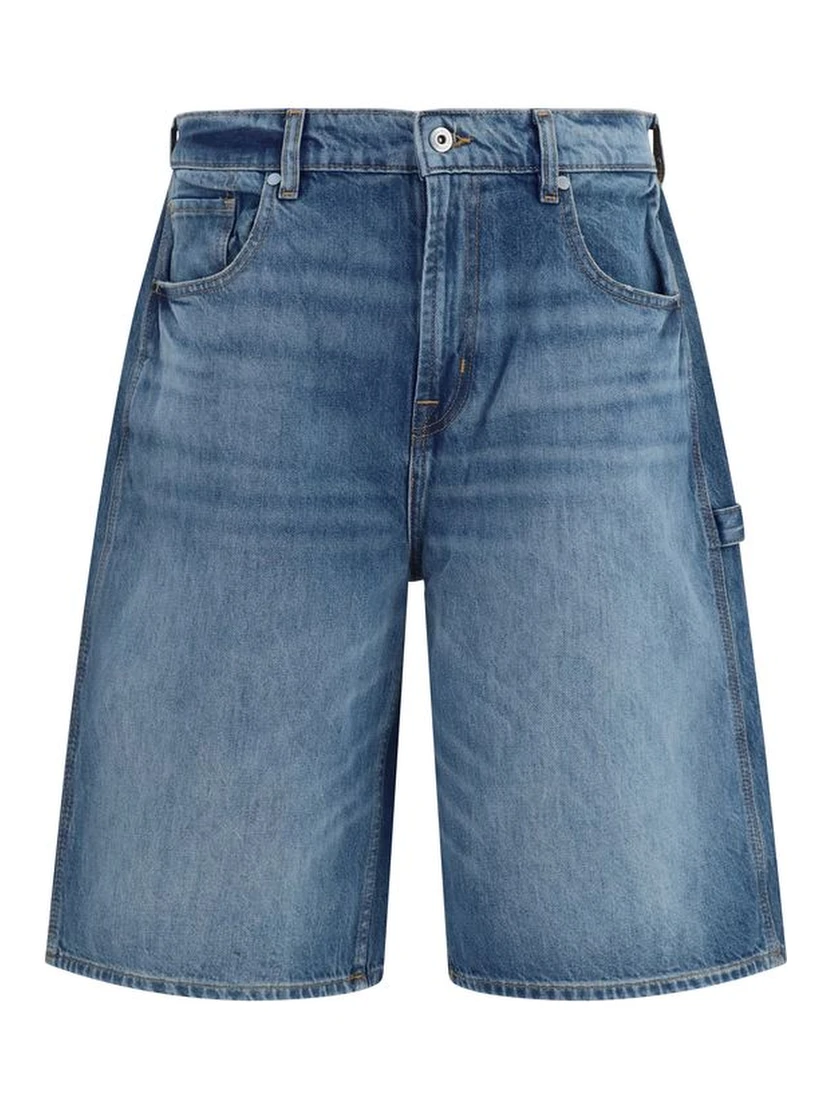 Blue Cotton Bermuda Shorts