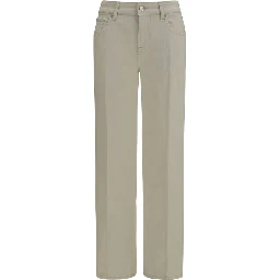 Beige Cotton Straight-Leg Jeans