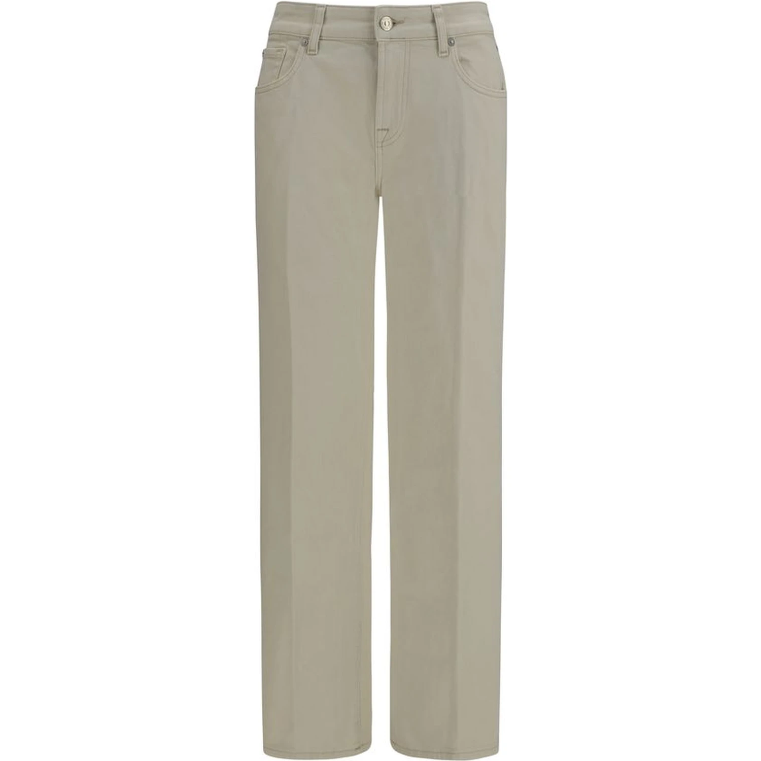 Beige Cotton Straight-Leg Jeans