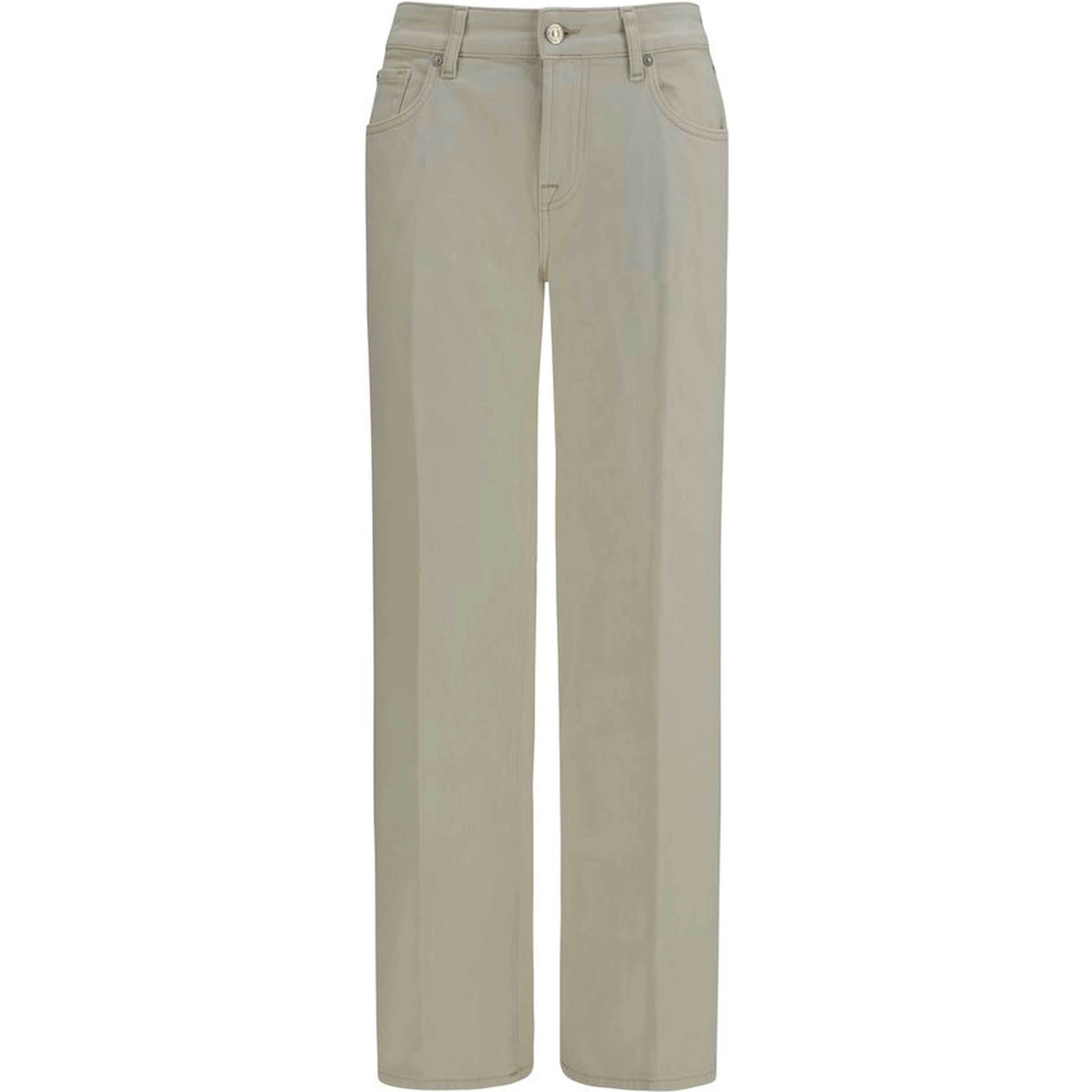 Beige Cotton Straight-Leg Jeans