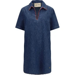 Blue Cotton Casual Dress