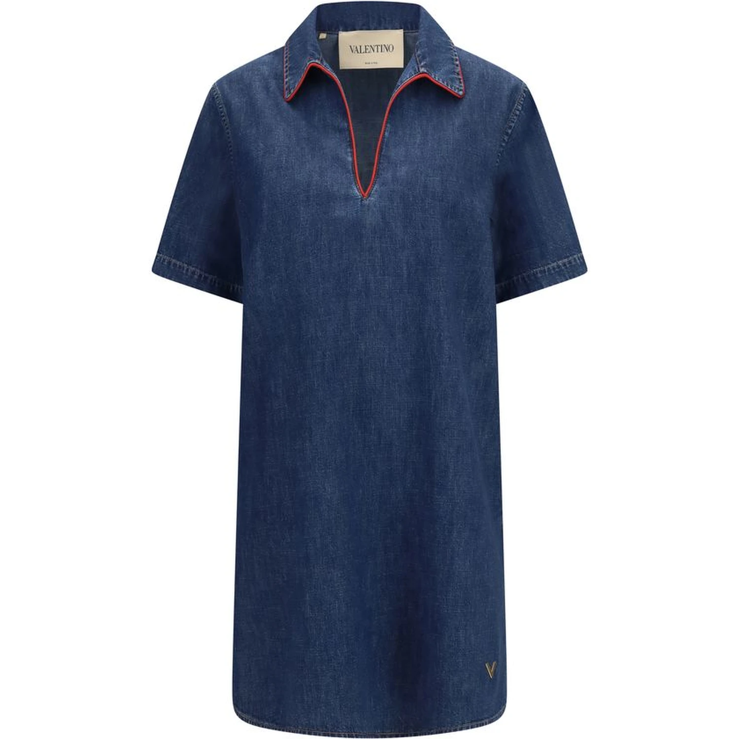Blue Cotton Casual Dress