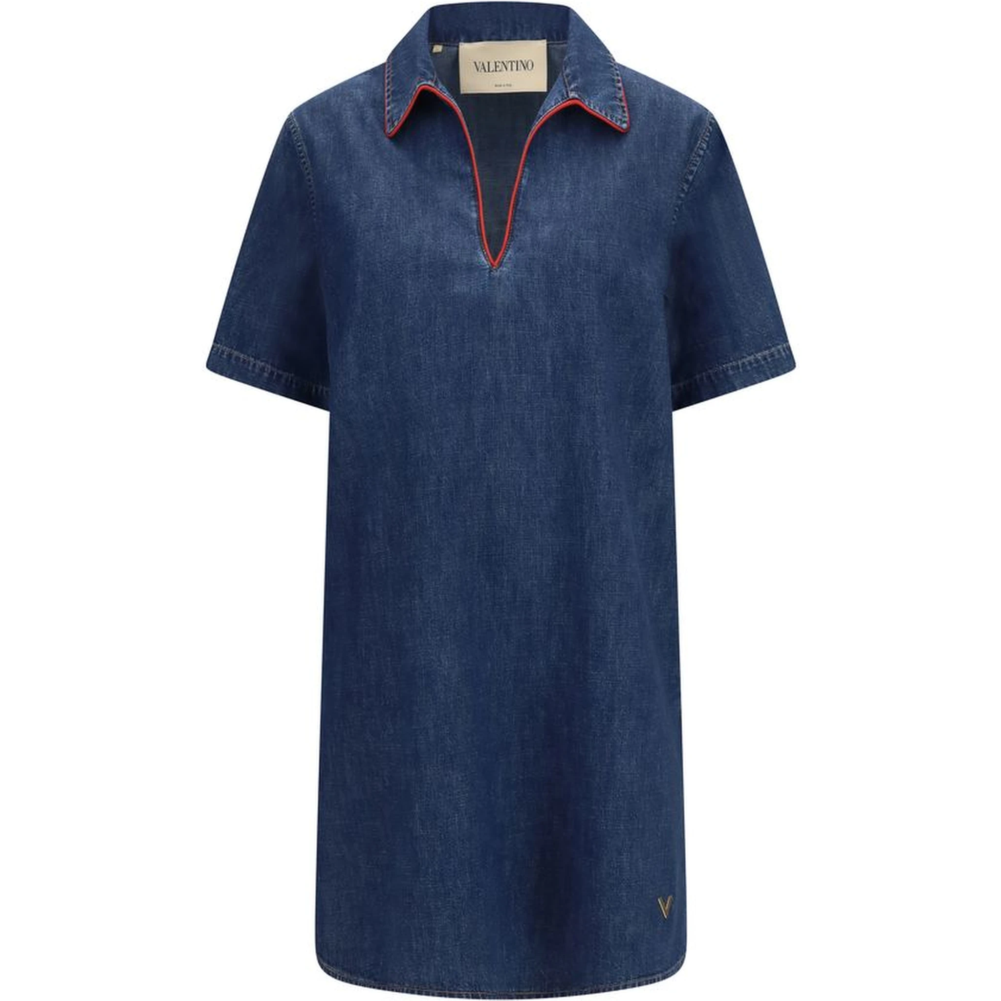 Blue Cotton Casual Dress
