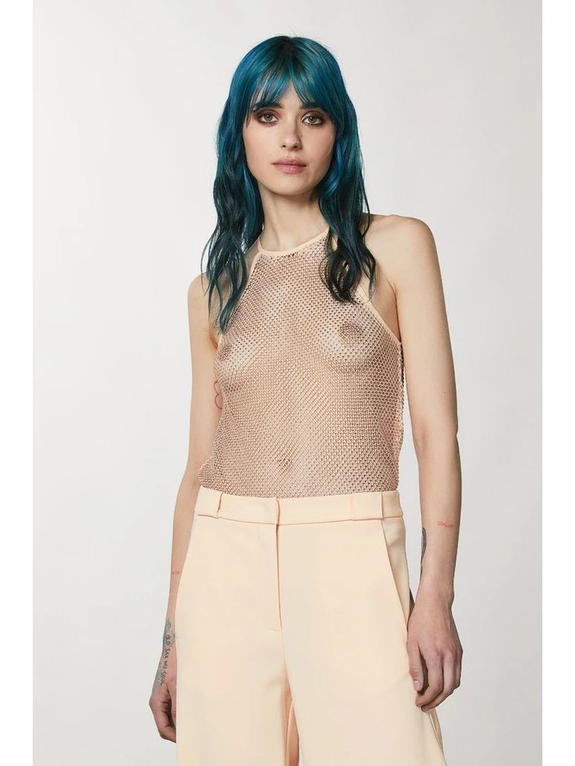 Pink Polyester Tank Tops