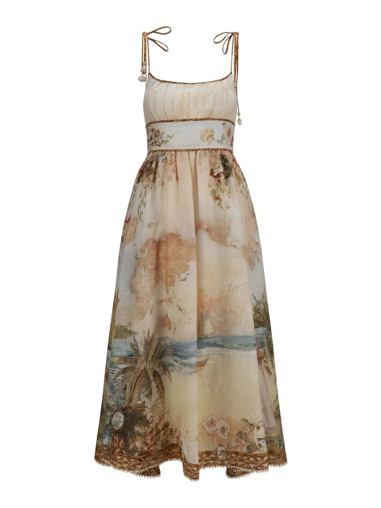 Beige Linen Casual Dress