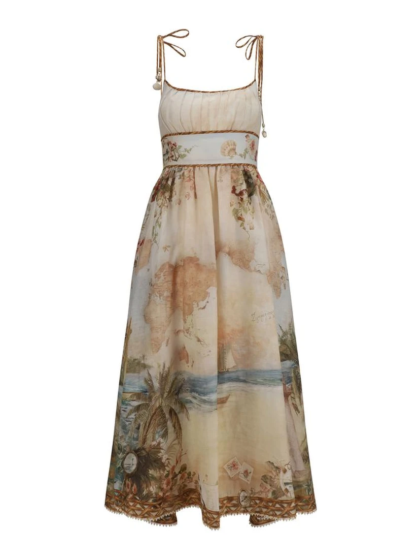 Beige Linen Casual Dress