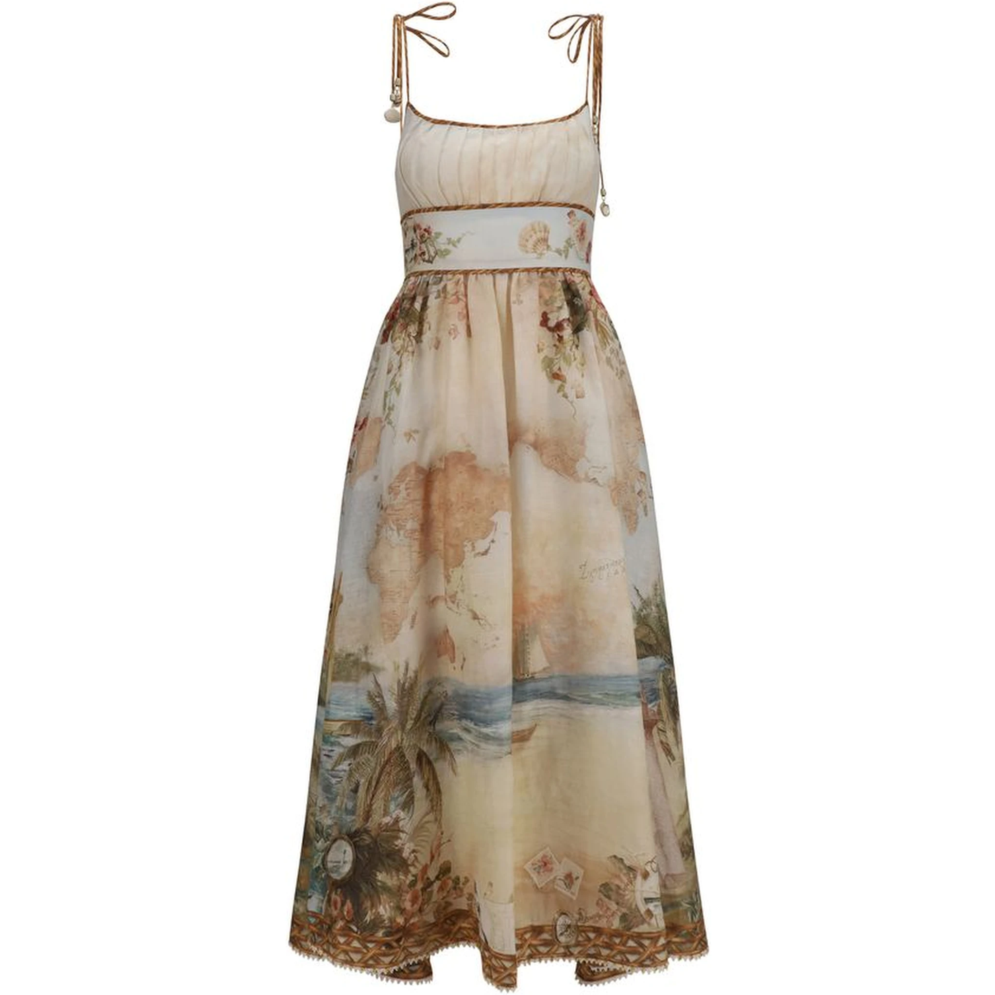 Beige Linen Casual Dress