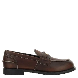 Brown Calf Leather Bos Taurus Slip-On Loafers