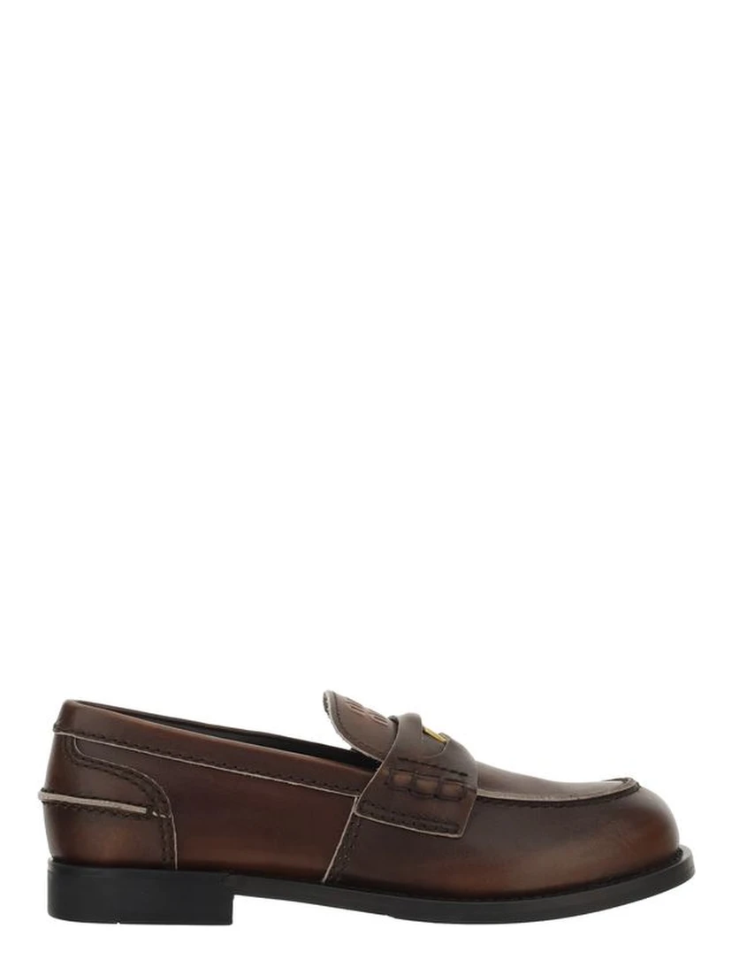 Brown Calf Leather Bos Taurus Slip-On Loafers